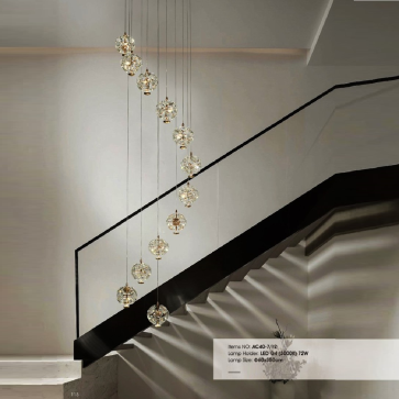 AC 40-7/12: Đèn thả dây chao quả cầu phale LED - KT: Ø600mm x H3500mm - Đèn LED G4 72W ánh sáng vàng 3000K