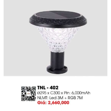 TNL - 402: Đèn trụ  sân vườn NLMT