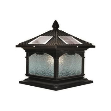 SOLAR - 408E: Đèn gắn đầu trụ NLMT - KT: Mái: 400mm - Đế: 380mm x H420mm - Đèn LED 7W đổi 3 màu + Đèn E27 x 1