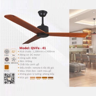 QViFa - 41: Quạt trần 3 cánh gỗ công nghiệp