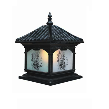 EU - TD - 412E: Đèn gắn đầu trụ Nhôm đúc - KT: Mái: 400mm x 400mm - Đế: 380mm x 380mm x H420mm - Bóng đèn E27 x 1