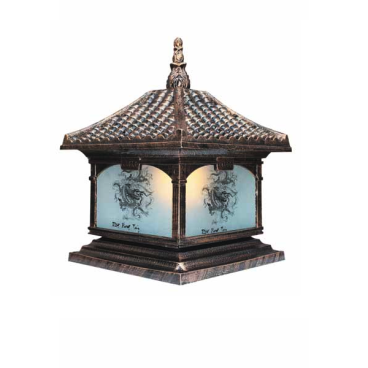 EU - TD - 415E: Đèn gắn đầu trụ Nhôm đúc - KT: Mái: 400mm x 400mm - Đế: 380mm x 380mm x H420mm - Bóng đèn E27 x 1