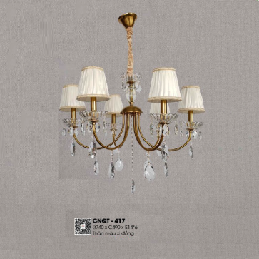 CNQT - 417: Đèn chùm 6 tay - KT: Ø740mm x H490mm - Bóng đèn E14 x 6 bóng