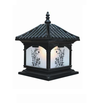 EU - TD - 418E: Đèn gắn đầu trụ Nhôm đúc - KT: Mái: 400mm x 400mm - Đế: 380mm x 380mm x H420mm - Bóng đèn E27 x 1