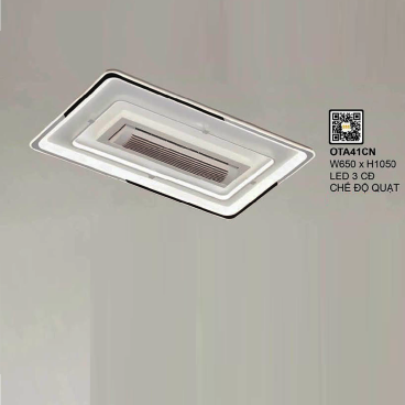 OTA41CN: Đèn ốp trần LED + Quạt - KT: L1050mm x W650mm - Đèn LED đổi 3 màu + Quạt