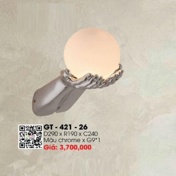 GT - 421-26: Đèn gắn tường chao thủy tinh - KT: L290mm x W190mm x H240mm - Đèn LED G9 x 1
