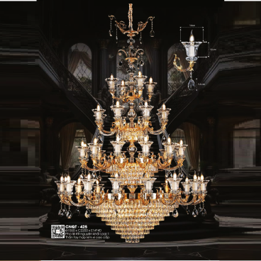 CNQT - 425: Đèn chùm  nến 40 tay - KT: Ø1550mm x H2200mm - Bóng đèn E14 x 40 bóng