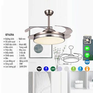 QT4256: Quạt trần đèn LED
