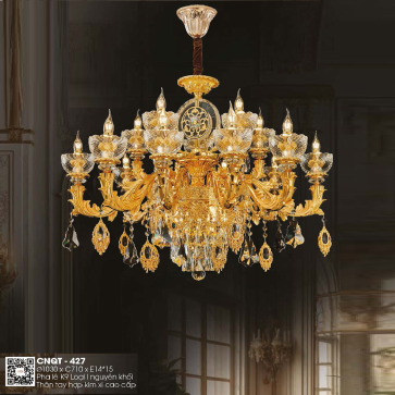 CNQT - 427: Đèn chùm Phale nến 15 tay - KT: Ø1030mm x H710mm - Bóng đèn nến E14 x 15 bóng