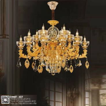 CNQT - 427: Đèn chùm Phale nến 15 tay - KT: Ø1030mm x H710mm - Bóng đèn nến E14 x 15 bóng