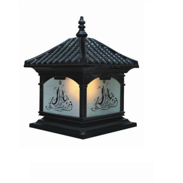 EU - TD - 428E: Đèn gắn đầu trụ Nhôm đúc - KT: Mái: 400mm x 400mm - Đế: 380mm x 380mm x H420mm - Bóng đèn E27 x 1
