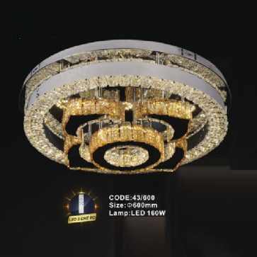 CODE: 43/600: Đèn áp trần LED - KT: Ø600mm - Đèn LED 160W ánh sáng đổi 3 màu