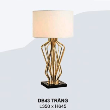 35 - DB43 TRẮNG: Đèn đặt tủ đầu giường/ đặt bàn - KT: L350mm x H645mm - Bóng đèn E27 x 1 bóng