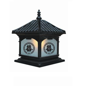 EU - TD - 430E: Đèn gắn đầu trụ Nhôm đúc - KT: Mái: 400mm x 400mm - Đế: 380mm x 380mm x H420mm - Bóng đèn E27 x 1