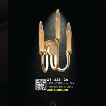 GT - 433-26: Đèn gắn tường LED  - KT: W230mm x H390mm -  Đèn LED đổi 3 màu