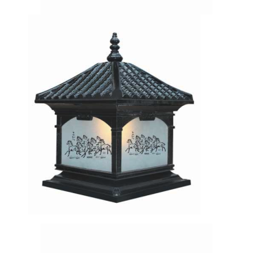 EU - TD - 434E: Đèn gắn đầu trụ Nhôm đúc - KT: Mái: 400mm x 400mm - Đế: 380mm x 380mm x H420mm - Bóng đèn E27 x 1