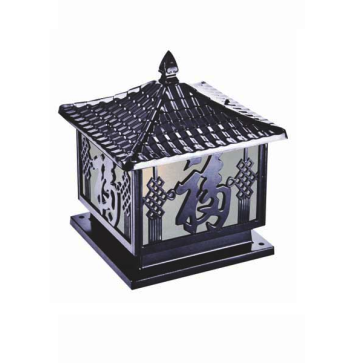 EU - TD - 440E: Đèn gắn đầu trụ Nhôm đúc - KT: Mái: 400mm x 400mm - Đế: 395mm x 395mm x H420mm - Bóng đèn E27 x 1