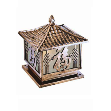 EU - TD - 441E: Đèn gắn đầu trụ Nhôm đúc - KT: Mái: 400mm x 400mm - Đế: 395mm x 395mm x H420mm - Bóng đèn E27 x 1