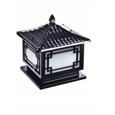 EU - TD - 442E: Đèn gắn đầu trụ Nhôm đúc - KT: Mái: 400mm x 400mm - Đế: 395mm x 395mm x H420mm - Bóng đèn E27 x 1