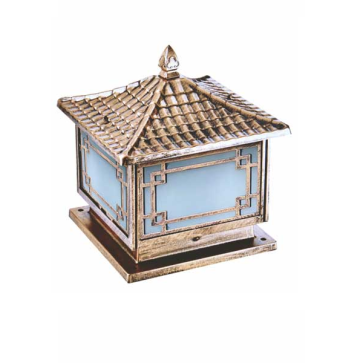 EU - TD - 443E: Đèn gắn đầu trụ Nhôm đúc - KT: Mái: 400mm x 400mm - Đế: 395mm x 395mm x H420mm - Bóng đèn E27 x 1