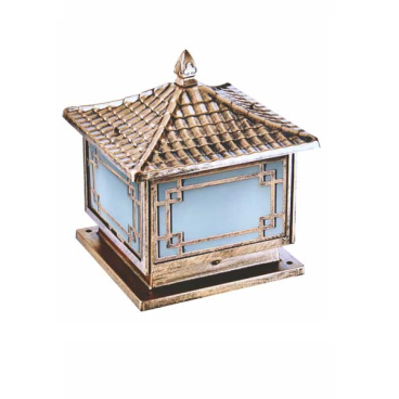 EU - TD - 443E: Đèn gắn đầu trụ Nhôm đúc - KT: Mái: 400mm x 400mm - Đế: 395mm x 395mm x H420mm - Bóng đèn E27 x 1