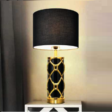 AU - ĐB - 6641/BK: Đèn đặt tủ đầu giường/ đèn bàn Đen - KT: Ø330mm x H640mm - Bóng đèn E27 x 1 bóng