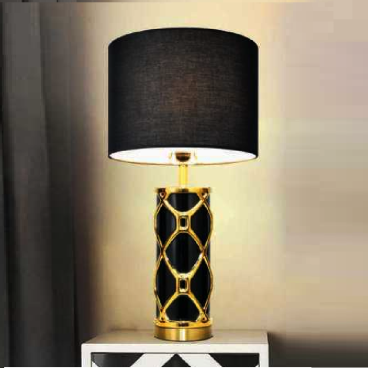 AU - ĐB - 6641/BK: Đèn đặt tủ đầu giường/ đèn bàn Đen - KT: Ø330mm x H640mm - Bóng đèn E27 x 1 bóng