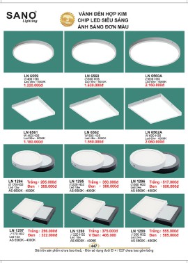 CATALOGUE ĐÈN SANO 2026-2027 ( Chiếc khấu từ 55%-58%)