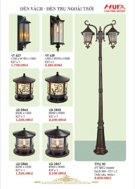 CATALOGUE ĐÈN HUFA ( CK TỪ 55%-65%)