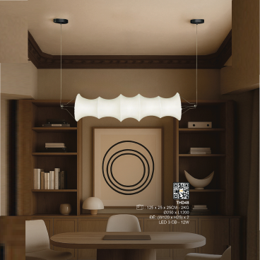 THD48: Đèn thả ngang - KT: Ø250mm c H1200mm -Đèn LED 12W đổi 3 màu