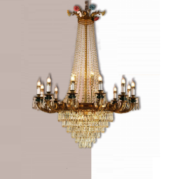 35 - DC9047T12: Đèn chùm nến phale K9 12 tay - KT: Ø960mm x H1500mm - Bóng đèn E14 x 18 bóng