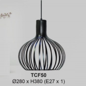 TCF50: Đèn thả đơn - KT: Ø280mm x H380mm - Đèn E27 x 1 bóng