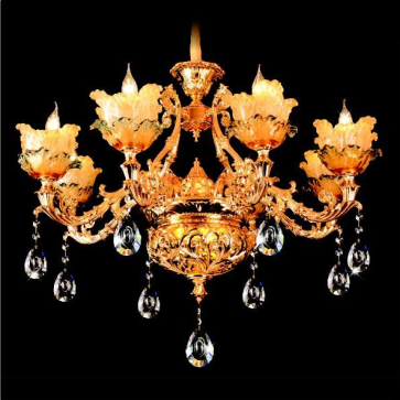 HF - CN 5002/8: Đèn chùm 8 tay - KT: Ø800mm x H700mm + 400mm -  Đèn LED 6W + Đèn chân E14 x 8 bóng