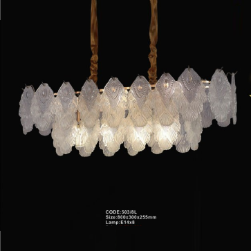 CODE: 503/8L: Đèn thả ngang - KT: L800mm x W300mm x H255mm - Bóng đèn E14 x 8 bóng