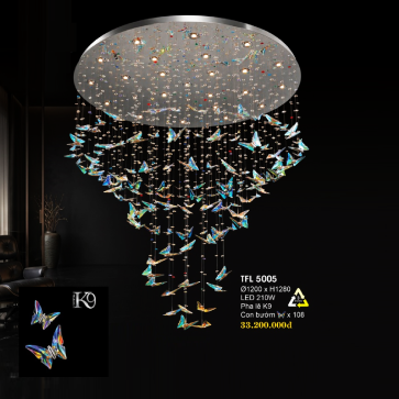 TFL 5005: Đèn mâm thả Phale LED - KT: Ø1200mm x H1280mm - Đèn LED 210W đổi 3 màu