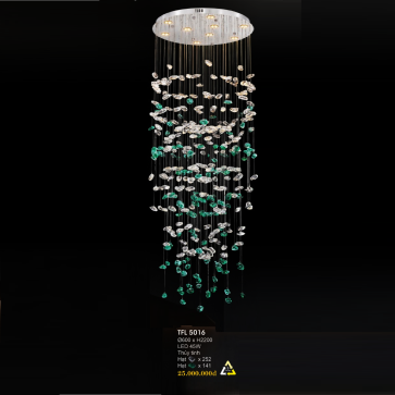 TFL 5016: Đèn thả Phale thủy tinh LED - KT: Ø600mm x H 2200mm - Đèn LED 45W đổi 3 màu