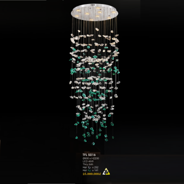 TFL 5016: Đèn thả Phale thủy tinh LED - KT: Ø600mm x H 2200mm - Đèn LED 45W đổi 3 màu