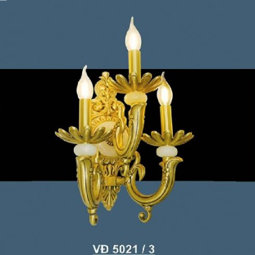 VĐ 5021/3: Đèn gắn tường đồng 3 bóng - KT: Ø330mm x H430mm - Đèn E14 x 3 bóng