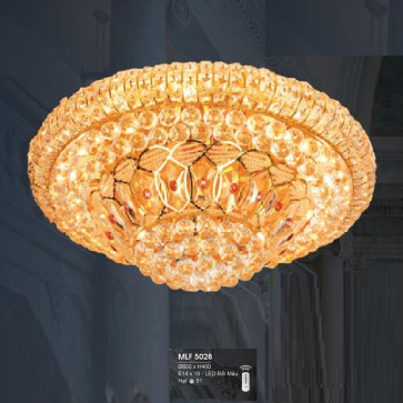 H - MLF 5028: Đèn áp trần Phale - KT: Ø600mm x H400mm - Đèn LED đổi 3 màu + Đèn E14 x 10 bóng  - Remote