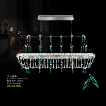 TFL 5030: Đèn thả ngang Phale LED - KT: L1200mm x W380mm x H1200mm - Đèn LED 90W ánh sáng vàng 4000K