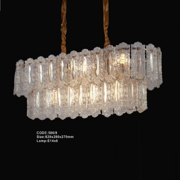 CODE: 506/8: Đèn thả ngang - KT: L820mm x W280mm x H270mm - Đèn E14 x 8 bóng