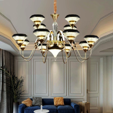 S - CL 5077/8+4:  Đèn chùm LED 12 tay -  KT: Ø950mm x H420mm - Đèn LED 308 W đổi 3 màu - Remote