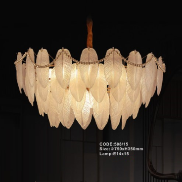 CODE: 508/15: Đèn thả - KT: Ø750mm x H350mm - Đèn E14 x 15 bóng