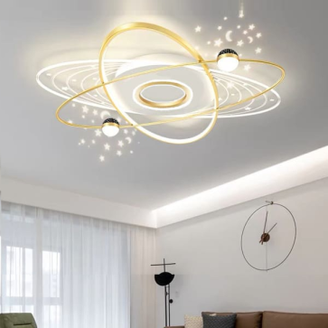 E  -  ML -  51: Đèn áp trần LED Mica - KT: L1100mm x W700mm x H110mm - Đèn LED 105W ánh sáng đổi 3 màu - Remote