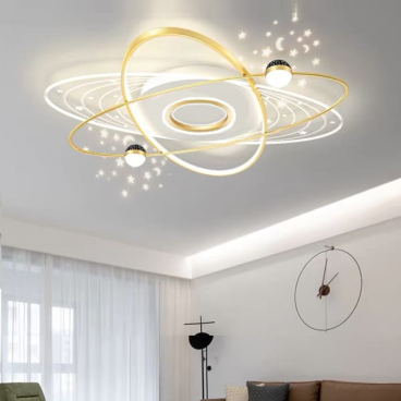 E  -  ML -  51: Đèn áp trần LED Mica - KT: L1100mm x W700mm x H110mm - Đèn LED 105W ánh sáng đổi 3 màu - Remote