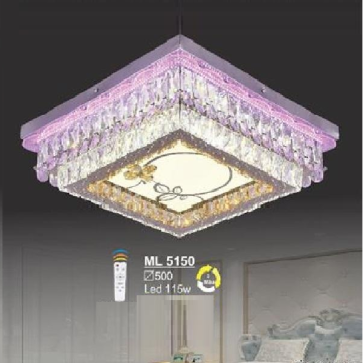 SN - ML 5150: Đèn áp trần vuông LED - KT:  L500mm x W500mm - Đèn LED 115W đổi 3 màu - Remote