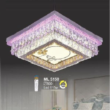 SN - ML 5150: Đèn áp trần vuông LED - KT:  L500mm x W500mm - Đèn LED 115W đổi 3 màu - Remote
