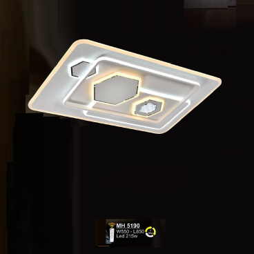 SN - ML 5190: Đèn áp trần LED Mica chữ nhật - KT: L850mm x W550mm - Đèn LED 215W - Ánh sáng đổi 3 màu - Remote