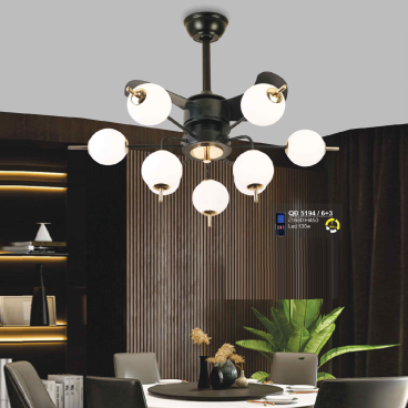 QĐ 5194/6+3: Quạt trần đèn LED 9 bóng
