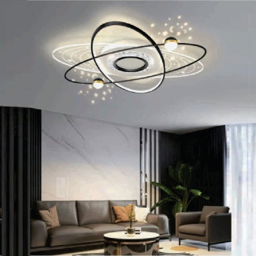 E - ML-  52: Đèn áp trần LED Mica - KT: L1100mm  x W700mm x H110mm  - Đèn LED 105W ánh sáng đổi 3 màu - Remote